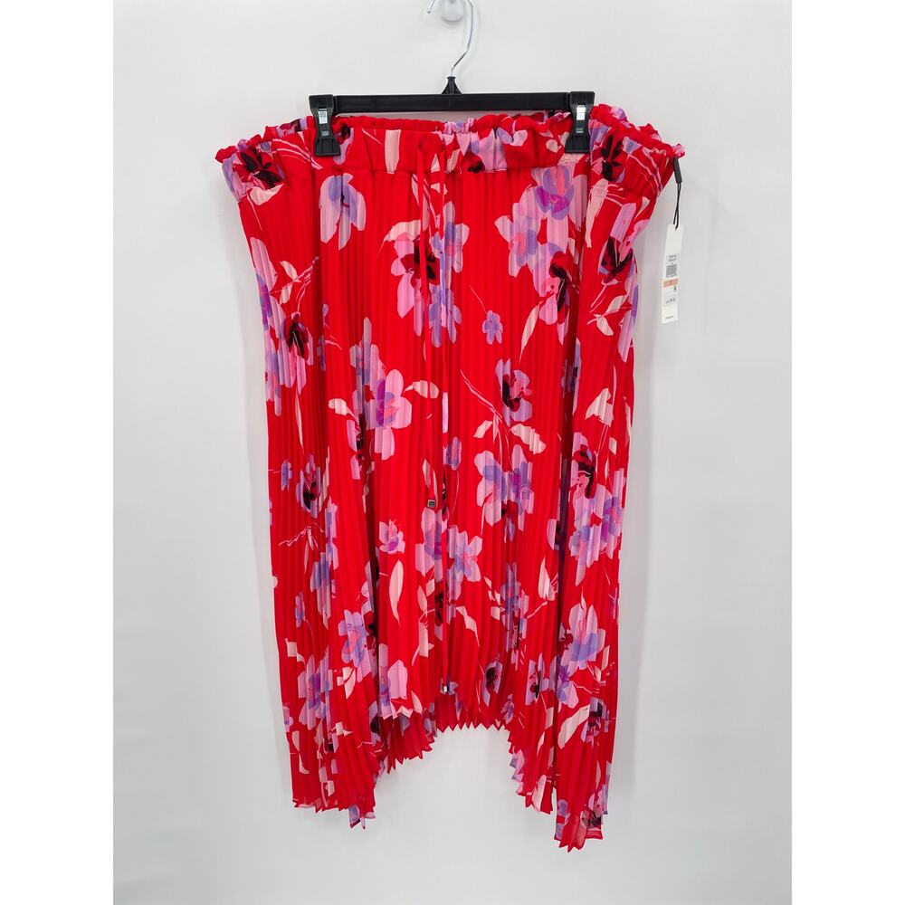 Calvin Klein NWT Floral Print Pull-On High-Low Pleated Skirt // 2X - Picture 2 of 10